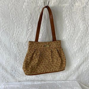 Longaberger Mini Floral Print  Purse Shoulder Handbag Beige Autumn Fall
